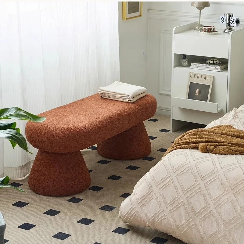 Innovative Shoe-changing Bench Living Room Ottoman Bedroom End-of-bed Stool Home Decorative Seating Simplistic Lambswool Stool