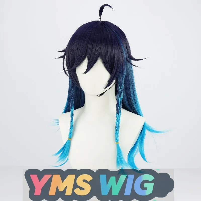 【YMS WIG】Peruka Cosplay Genshin Impact Venti z Efektem Zmiany Płci, Realistyczna Skóra Głowy, Damskie Długie Włosy z Pasemkami, Inspirowana Inazuma Castle