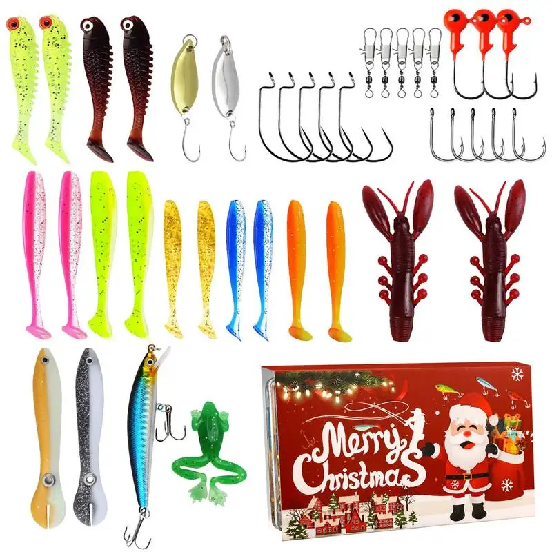 Fishing Lure Advent Calendar Fish Lures Set Christmas Fishing Gear Blind Box  Father's Da Creative Fishing Enthusiast Gifts