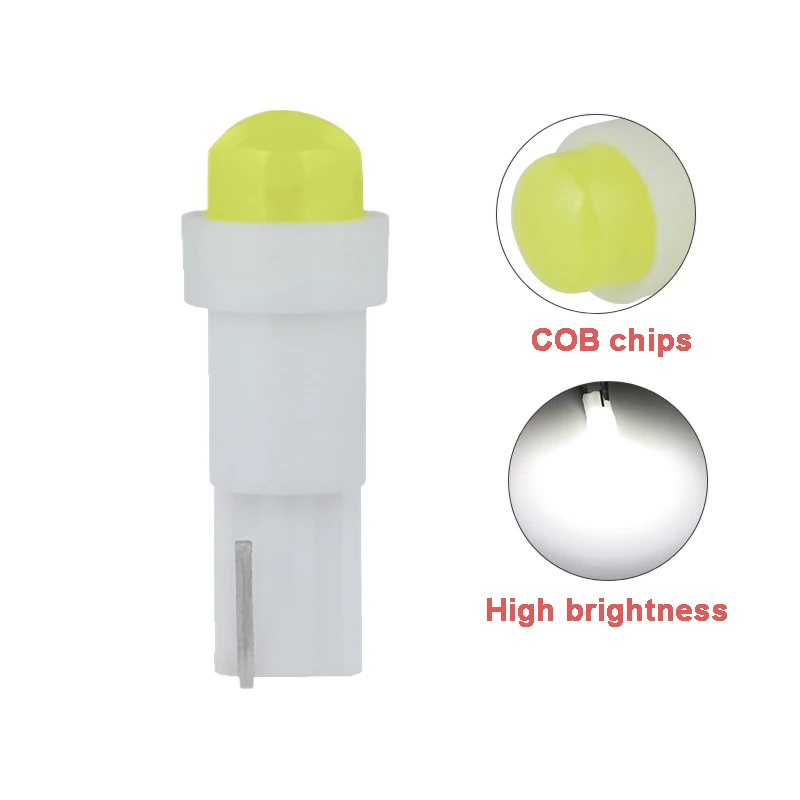 10pcs T5 12V COB Led Car Light bulb for Indicator Light Instrument Light