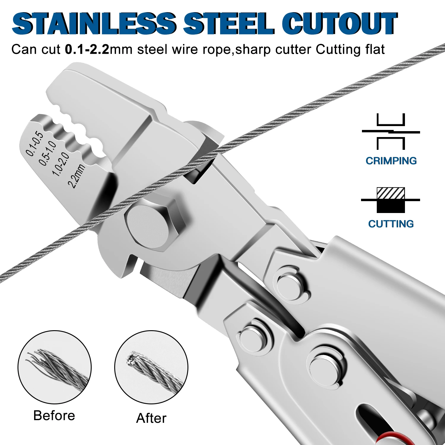 سلك حبل العقص أداة 0.1-2.2 مللي متر أداة Swager للألومنيوم العقص حلقة الأكمام مع وظيفة القطع اليد العقص ذو طيات