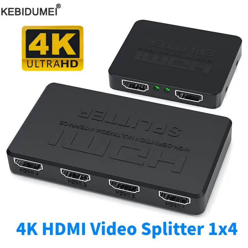 Rozdzielacz HDMI 1 na 4 wyjścia Przełącznik wideo HD 4K Adapter kabla kompatybilnego z HDMI Koncentrator 1x4 do monitora laptopa PS4 Projektor TV Box