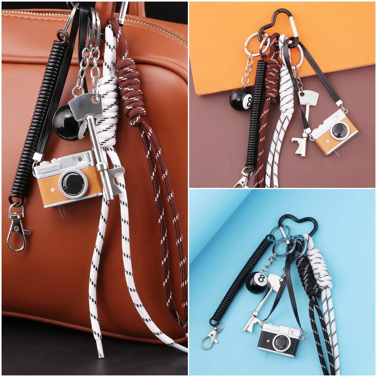 

DIY Mini Korean Camera Bag Pendant Billiards 8 Key Charm Cute Camera Keyring Women Bag Accessories Jewelry Valentine's Day Gift