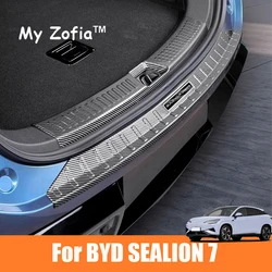 For BYD Sealion 7 SeaLion 07 EV 2024 2025 2026 Car Styling Trunk ABS Carbon fiber Threshold Strip Tailgate Anti Kick Accessories
