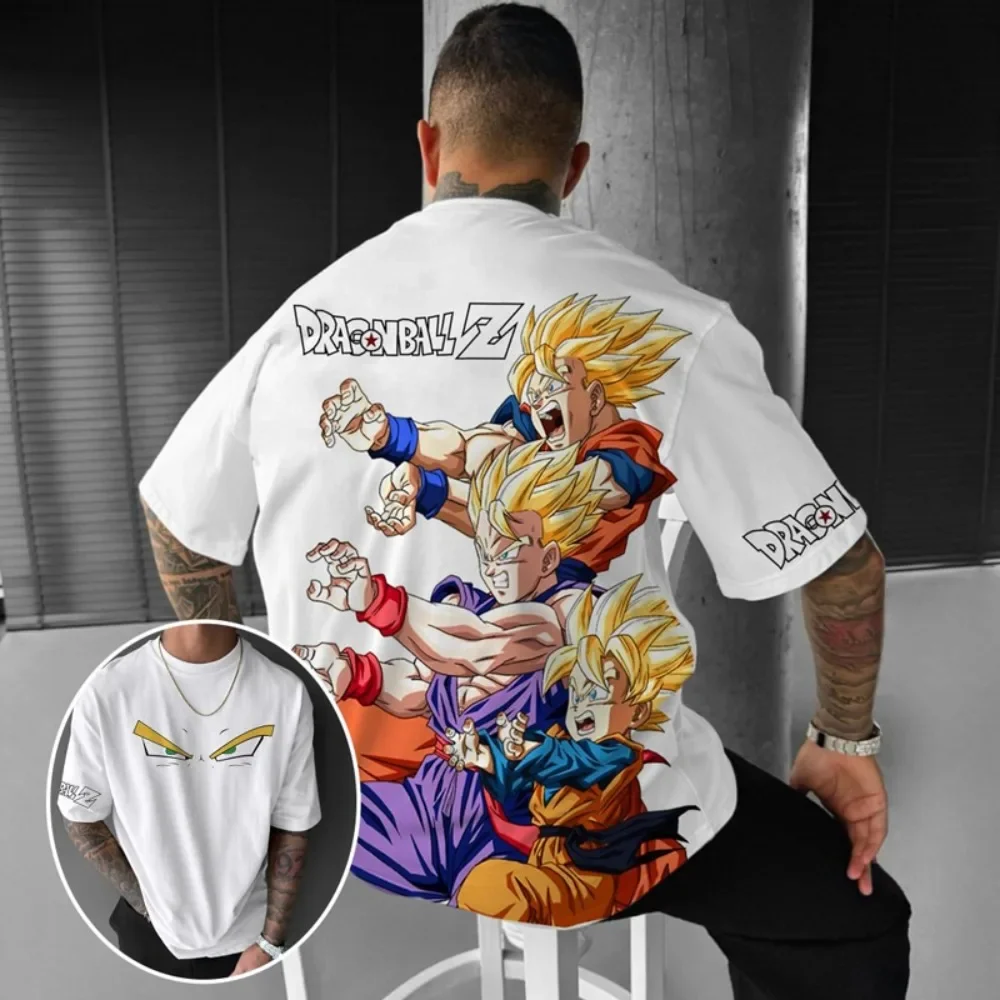 

Футболка с принтом Dragon Ball, модная брендовая уличная футболка в стиле хип-хоп Wukong Saiyan, второй размер, американский хлопок с коротким рукавом
