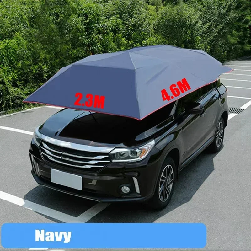 KQX Semi-Automatic Portable Movable Car Umbrella Tent Sunproof Anti-UV Carport Sunshade Vehicle Protection Cover
