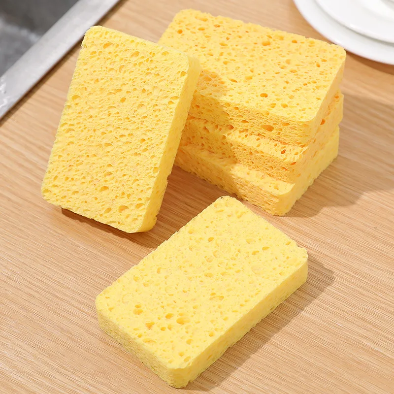 1PC Cellulose Dishwashing Wood Pulp Water Absorbent Scrub Sponge Pot Pan Dish Scouring Pad Kitchen Cleaning Cloth