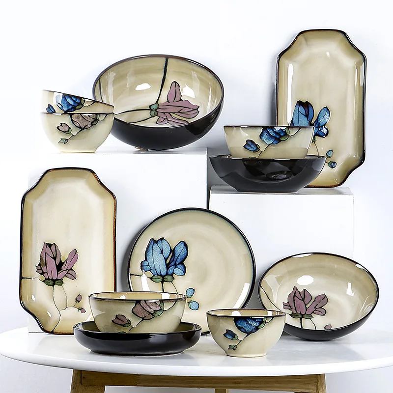 

Hxl ceramic underglaze deep plate round dinner plate bowl