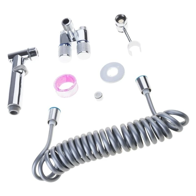 

652F Handheld Bidet Sprayer Toilet Bidet Attachment with Double Outlet Valves Handheld Toilet Bidet Faucet Sprayer Enduring