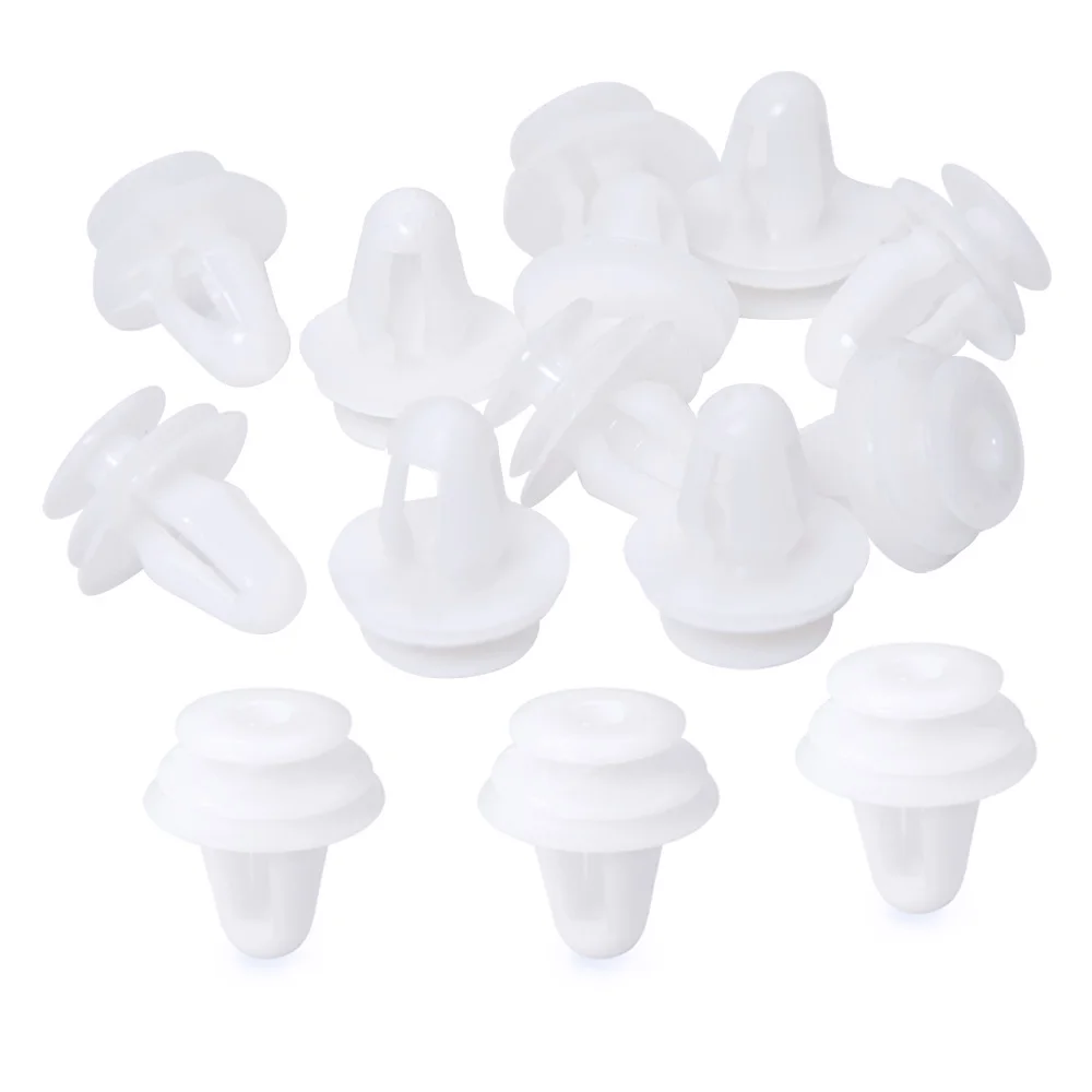 8mm Hole Car Fixed Rivet Retainer Plastic Rivets Fastener Push Clips 50pcs White Auto Bumper Fender Fastener Retainer Clips