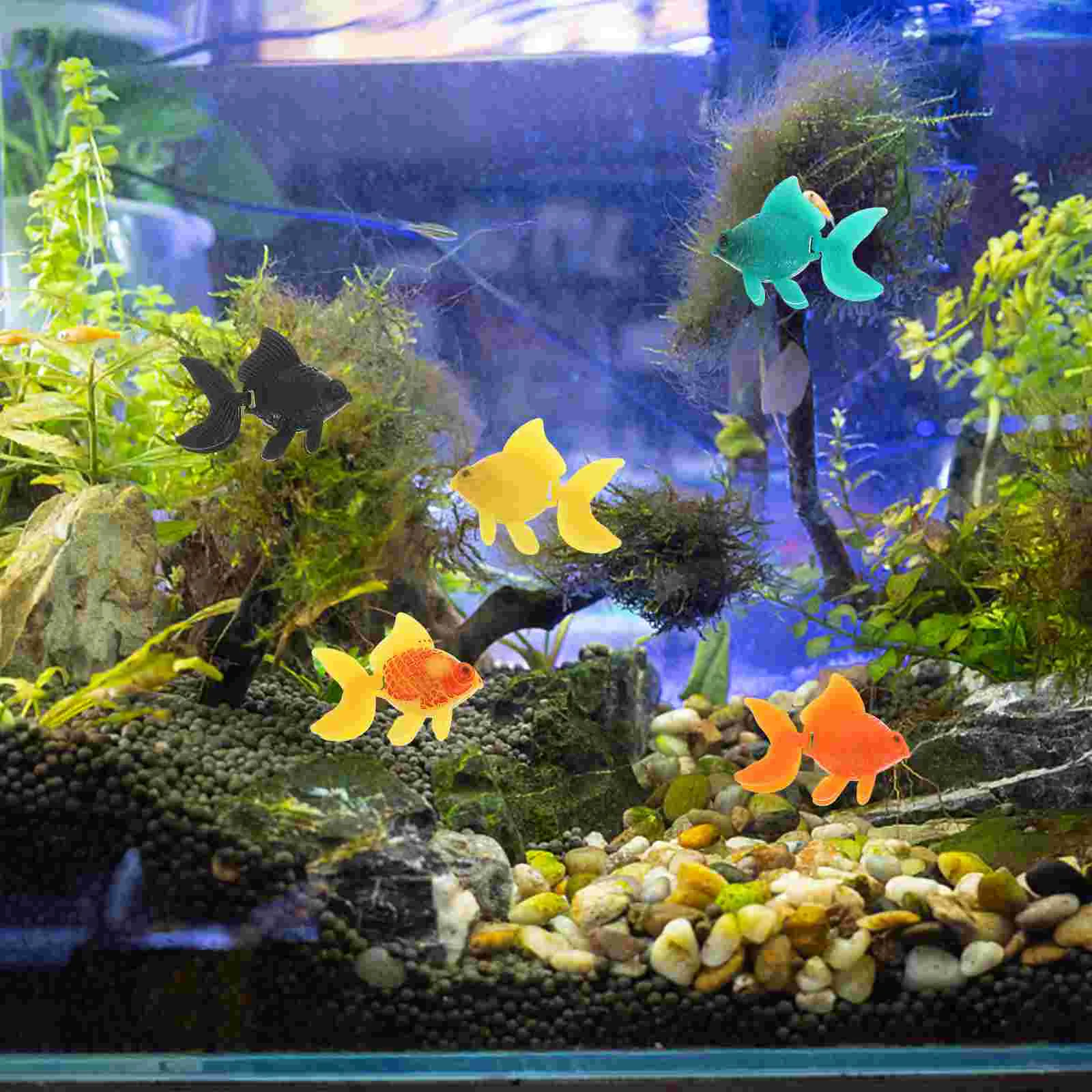 5 Pcs Artificial Fish nament Plastic 2 1 Inch 1 6 Inch Wide Built In Weight Movable Tail Realistic Aquarium Decor