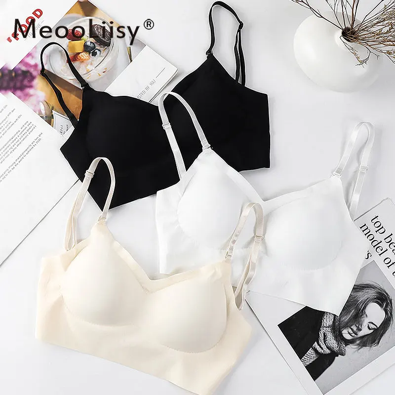 MeooLiisy Backless Bras for Women Ice Silk Seamless Beautiful Back Slip Vest Underwear Push Up Tube Top Full Cup