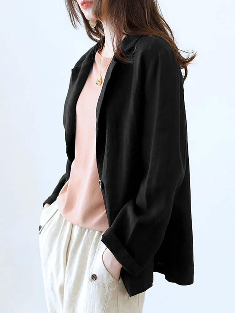 ZANZEA-Chaqueta elegante de algodón para mujer, Blazer de manga larga, estilo coreano, con solapa, informal, para Primavera, 2024