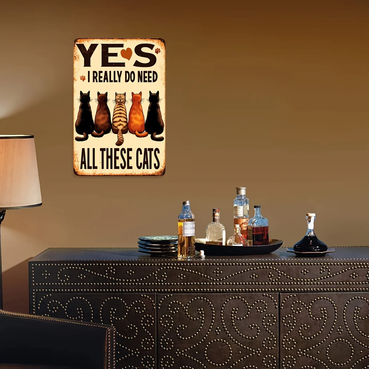 Vintage Metal Sign: Yes, I Really Do Need All These Cats - 20.32x30.48cm Decorative Art for Home, Restaurant, Bar, Cafe, Door,