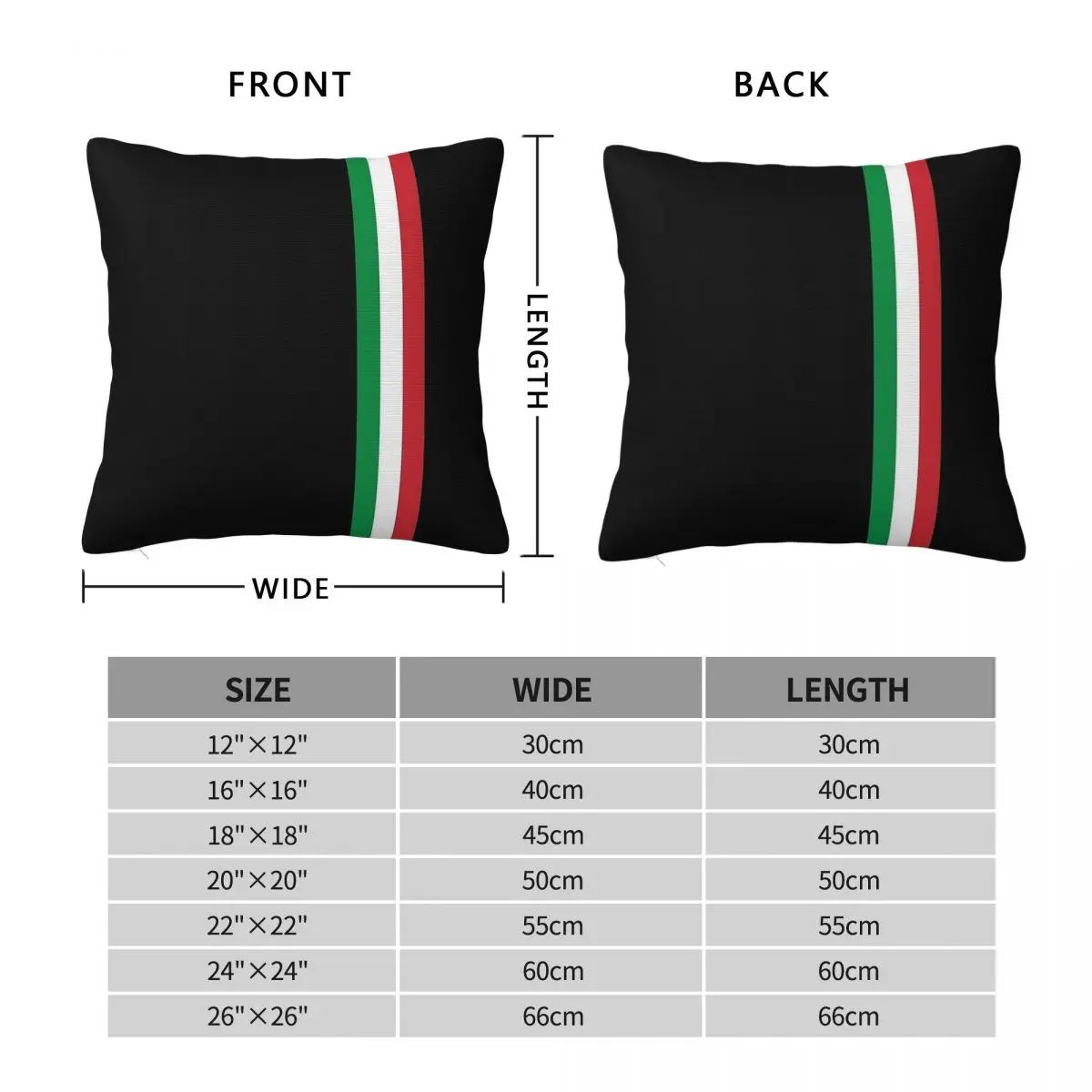 Tricolore Italian Flag Square Pillowcase Polyester Linen Velvet Printed Zip Decor Pillow Case Room Cushion Cover 18