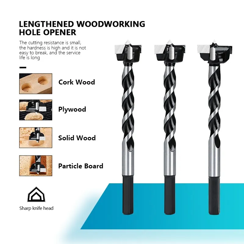 Forets à noyau de 16 à 35mm, professionnel Forstner scie à trous de 125mm de long ouvreur de trous pour le bois outils de travail du bois
