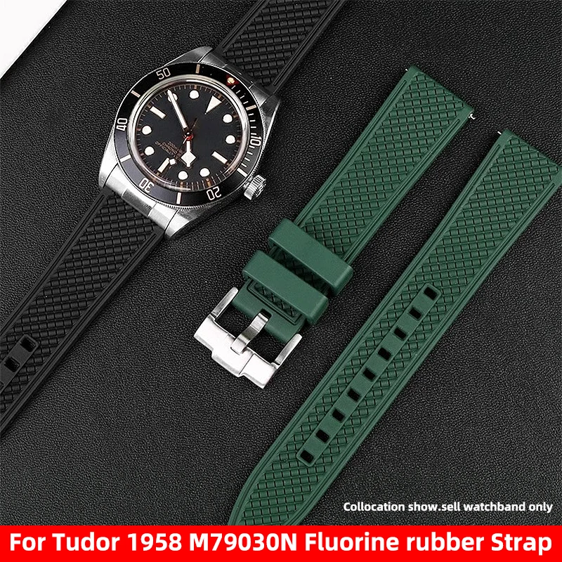 

Новый ремешок из фторкаучука с металлическим дуговым наконечником для Tudor Black Bay 1958 M79030N M79030B 39 мм, ремешок для часов, браслет, браслет 20 мм