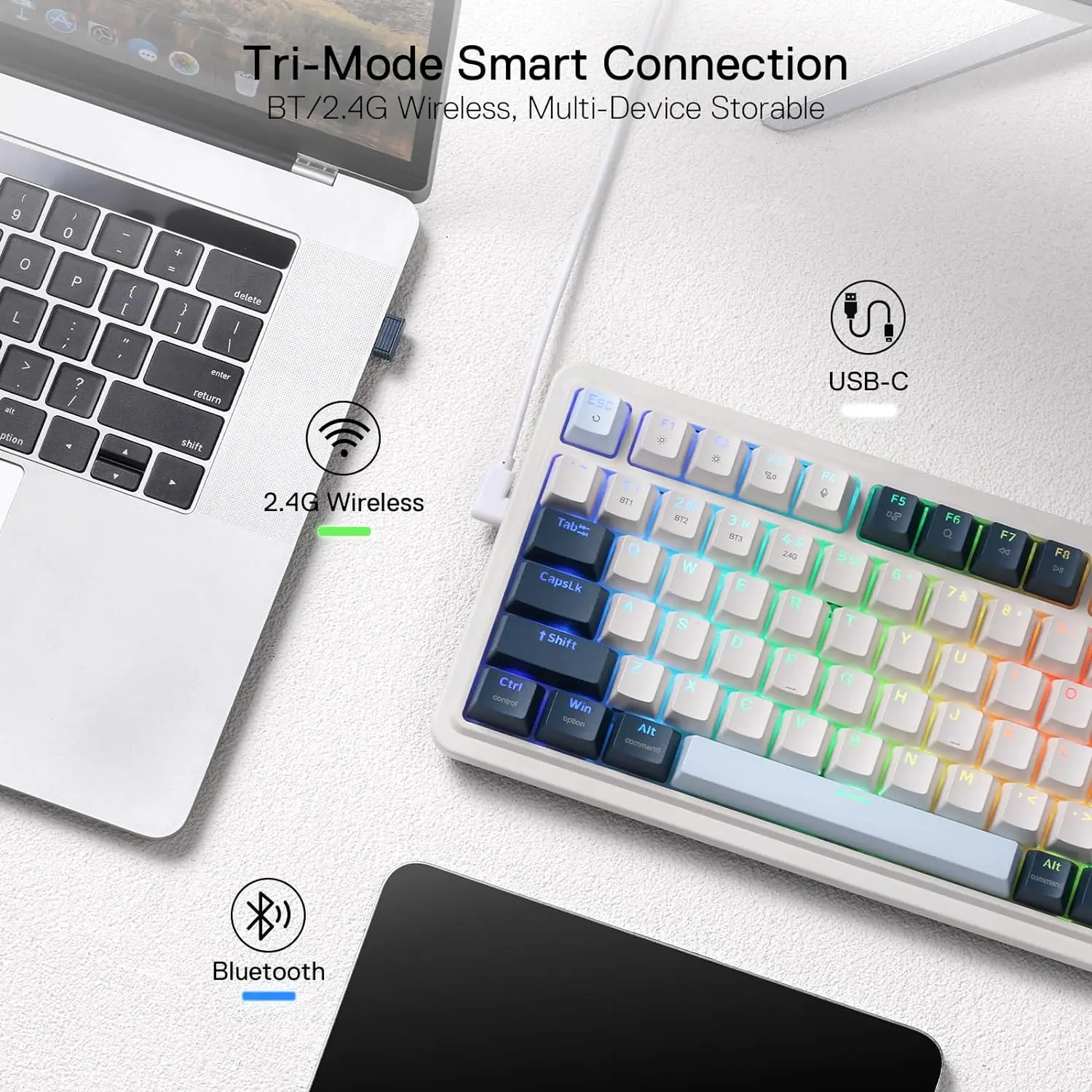 Imagem -05 - Redragon K686 Pro 98 Teclas Junta sem Fio de Modos Rgb Gaming Mecânico Teclado de Troca Quente com Amortecimento de Ruído de Camadas