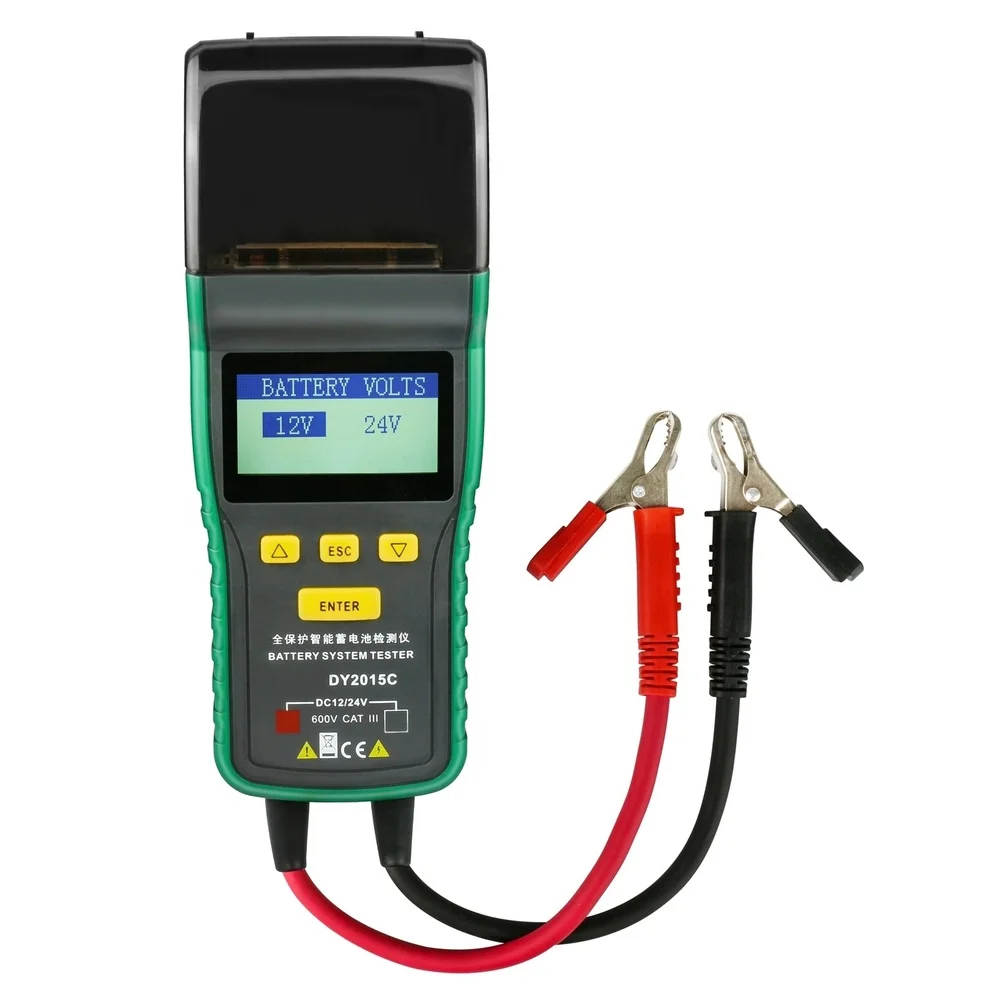 DY2015C 12V 24V For Battery Tester with Large Backlit LCD Screen and Integrated Thermal Printing Functionality