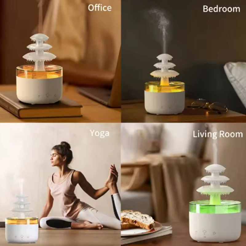 Cloud Rain Air Humidifier Essential Oil Aromatherapy Diffuser Mute Mist Air Humidifier With 7 Colorful Light EU Plug