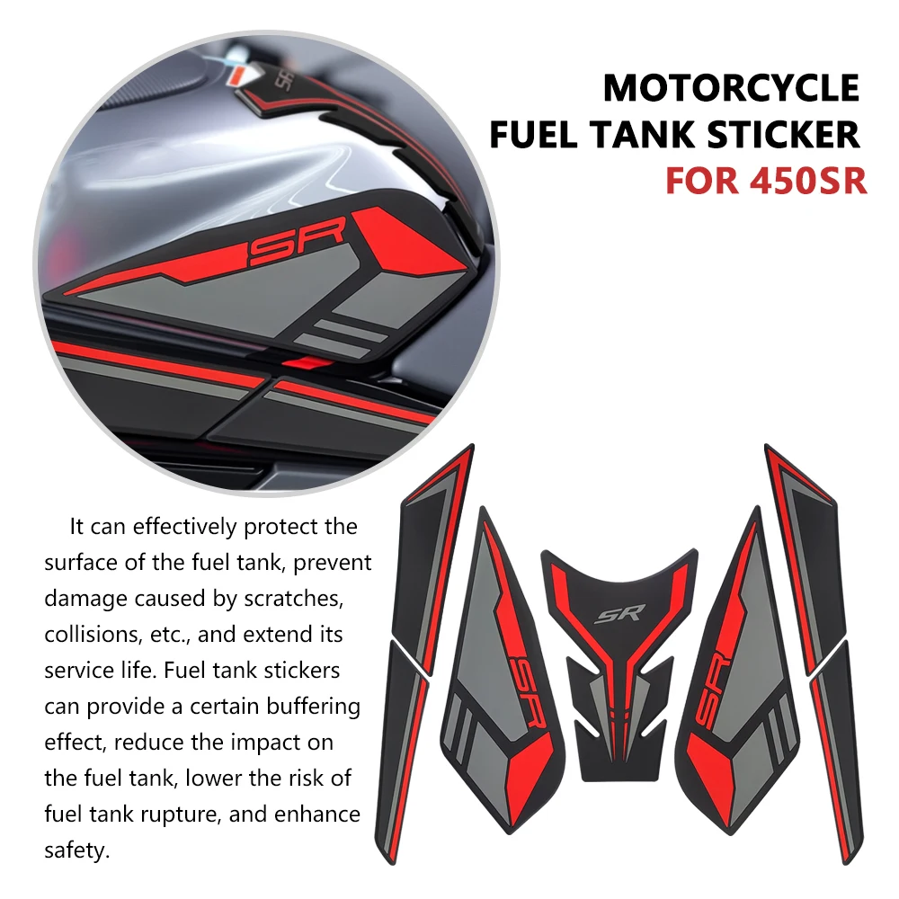 สติ๊กเกอร์กันรอยถังน้ำมันสำหรับรถมอเตอร์ไซค์ CFMOTO 450SR 2025 450SRS 2024 450srs 2022-2025 แผ่นรองกันลื่นถังน้ำมัน