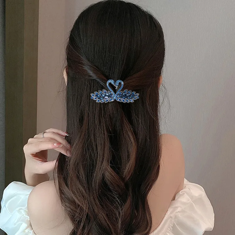 

Весенние заколки для волос «Лебедь», женские корейские аксессуары, высококачественная заколка со стразами, заколка для волос для девочек, заколка для волос на затылке