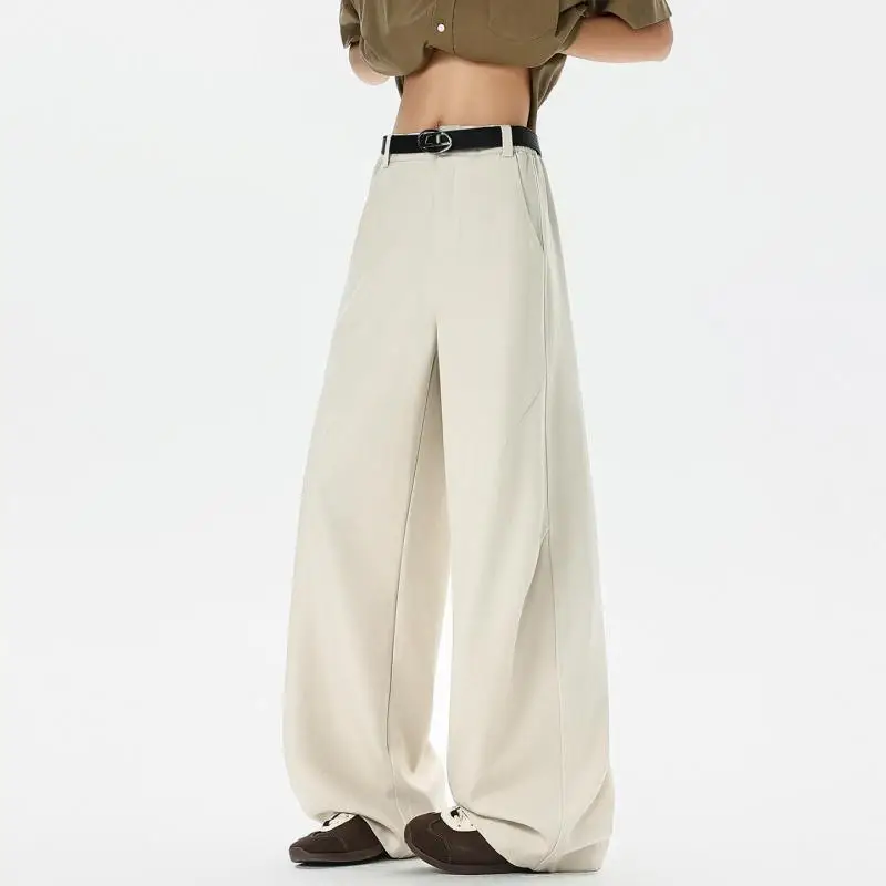

Men's High Waist Wide Leg Trousers Summer Drape Suit Pants Loose Fit Casual Dress Pants Lightweight Solid Color Formal Trousers