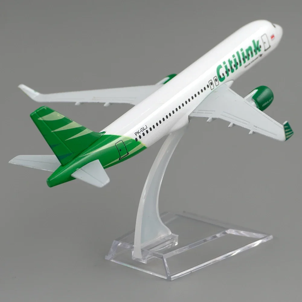 1/400 Aircraft Citilink Indonesia Airbus A320 16cm Alloy Plane Model Toys Children Kids Gift for Collection Home Decoration