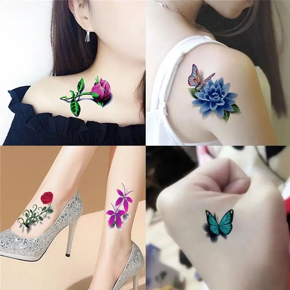 

1Pc Roses Gift Tattoos Women Butterfly Waterproof Tattoo Stickers Temporary Body Art Stickers