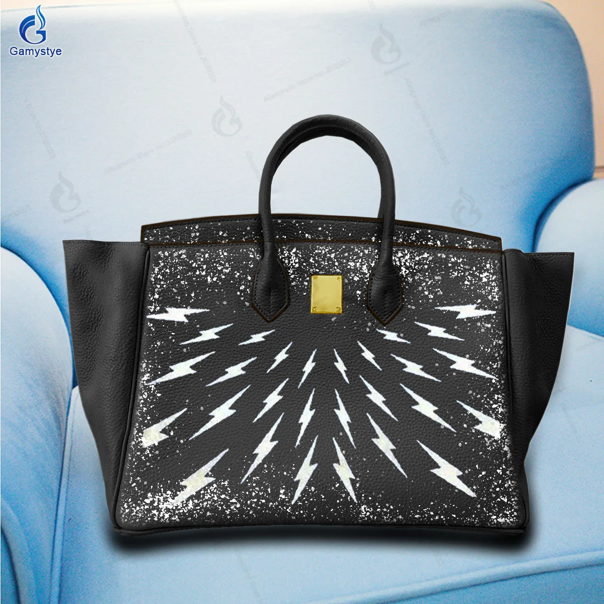 

Lightning Graffiti Artisc Printed Bags 100% Real Cowhide Leather Shoulder Bags Sac De Luxe Femme Luxury Bags Women