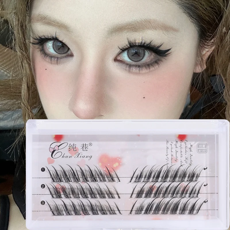 Single Cluster False Eyelash 3/5 Rows Fluffy C Curl Segmented Natural Mink Winged End Eye Elongated Eyelashes Extension Tool New