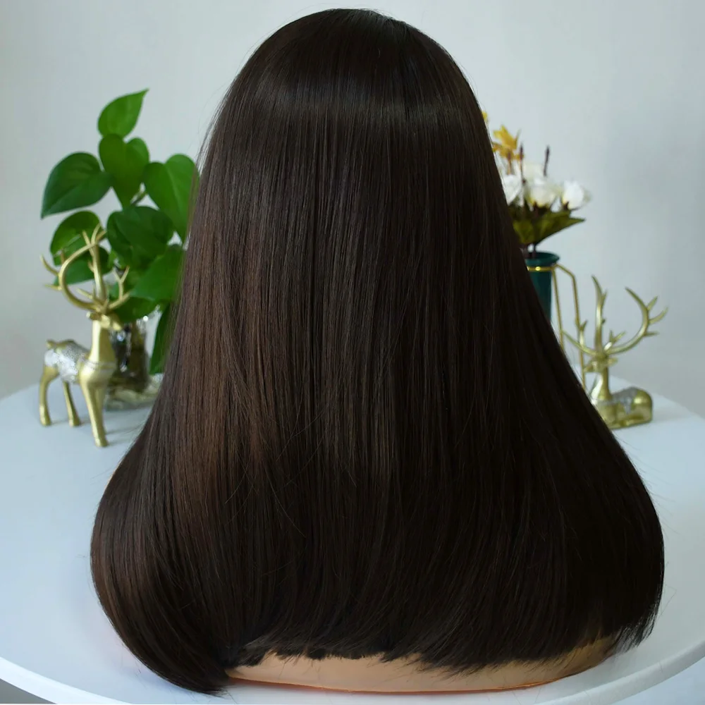 باروكة بوب قصيرة بني داكن عالي الدقة باروكة أمامية من الدانتيل الشفاف باروكات بوب مستقيمة مقطوعة مسبقًا 13 × 4 باروكات أمامية من الدانتيل اصطناعية perruque