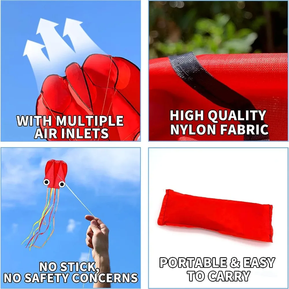 Factory Outlet 4m Giant Octopus Kite Good Flying Orange 3D 3D Kite DIY Toy Children Flying Kite Friend Game
