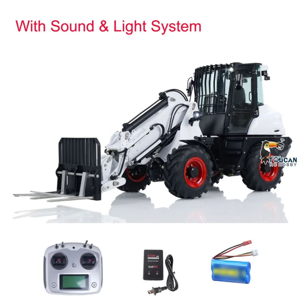 LESU AT1050 Maßgeschneiderter RC-Lader 1/14 hydraulischer Metallgabellader Teleskoparm LKW Licht Sound Funksteuerung Automodell Spielzeug