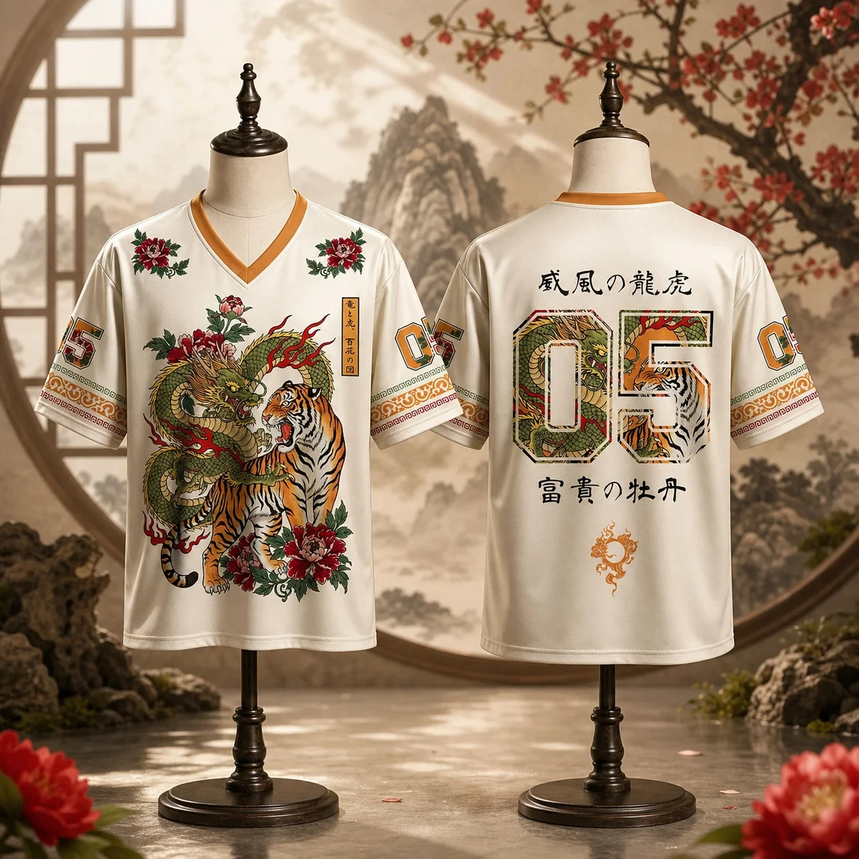 Unisex Summer Top Quick-Dry V-Neck Short Sleeve T-Shirt Oriental Dragon Design Fitness Outdoor Casual Wear for 2026
