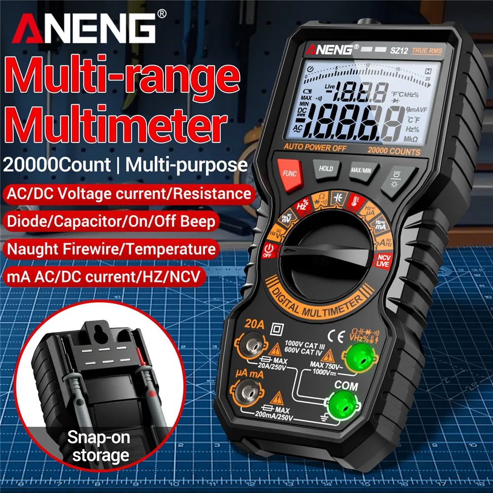 SZ11 SZ12 Digital Multimeter,6000/20000 Count,AC/DC Voltage Current Multimetro,Capacitance Resistance Induction Test Tool