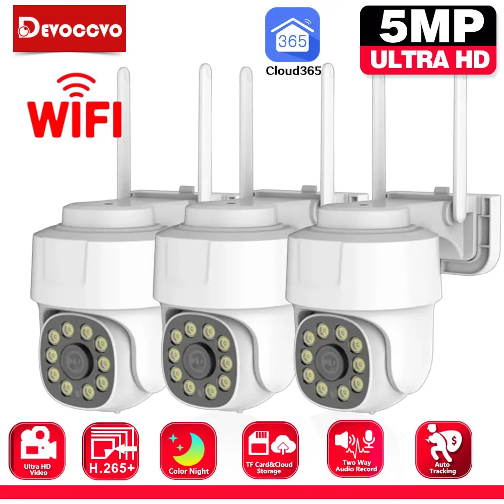 5MP Wireless 2K WiFi PTZ IP Security Camera Outdoor Waterproof Auto Tracking Color Night Vision CCTV Video Surveillance Camera