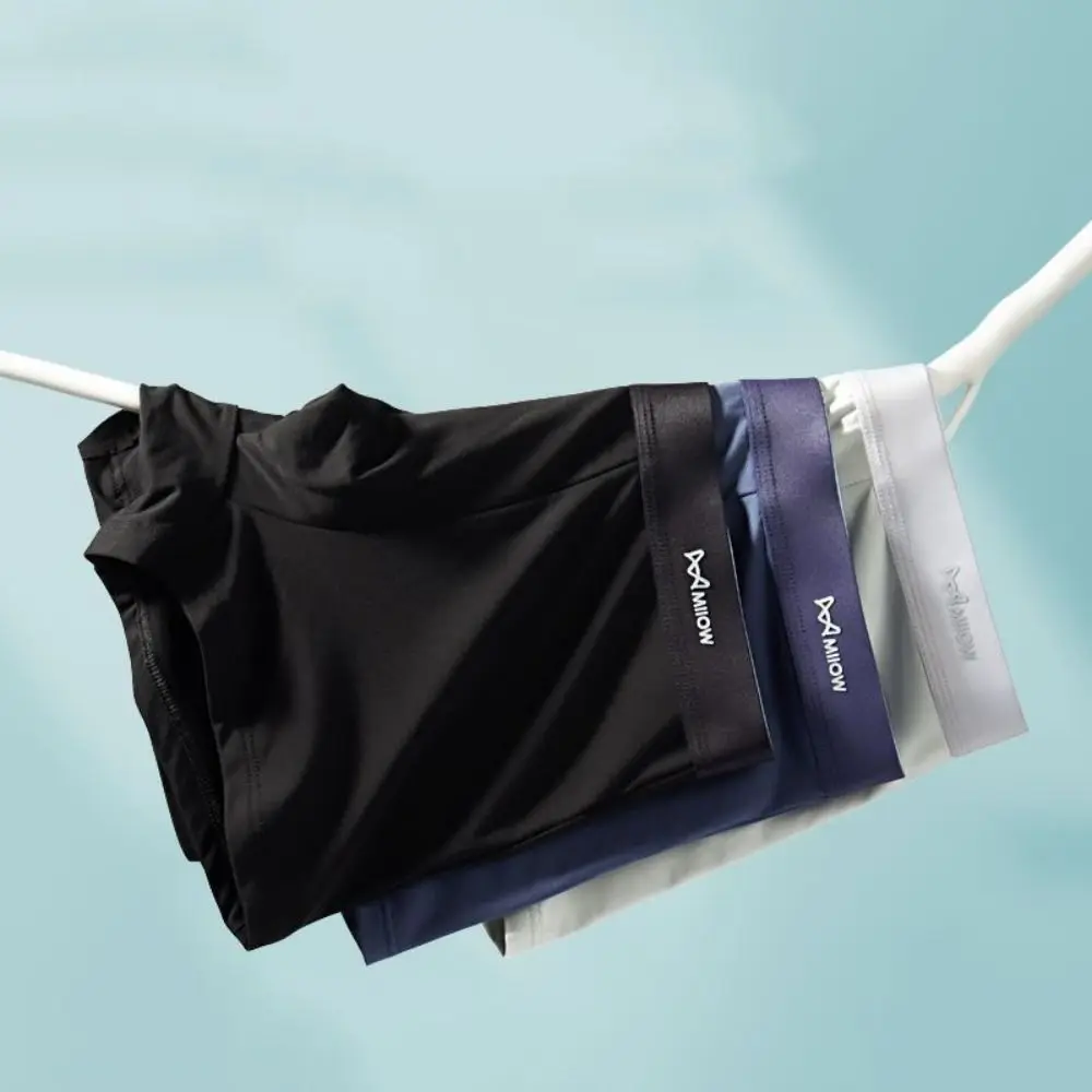 4Pcs Simple Modal Men's Flat Panties Mid Waist Elastic Sporty Boxers Shorts Seamless Underpants Men's Underwear Male Boys