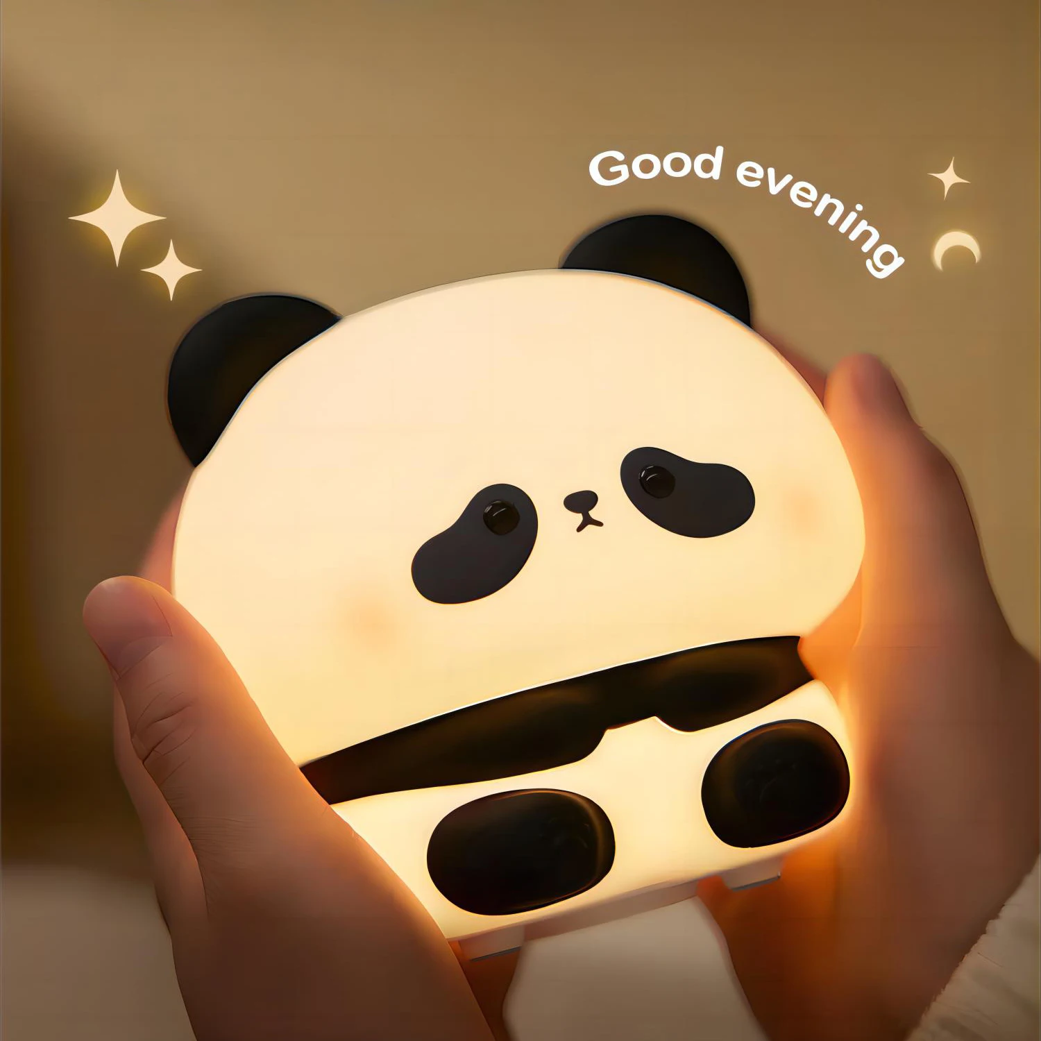 Cute Panda Night Light LED Novelty Lamp 3 Level Dimmable Nursery Nightlight Rechargeable Touch Lamp for Baby Kids Decor