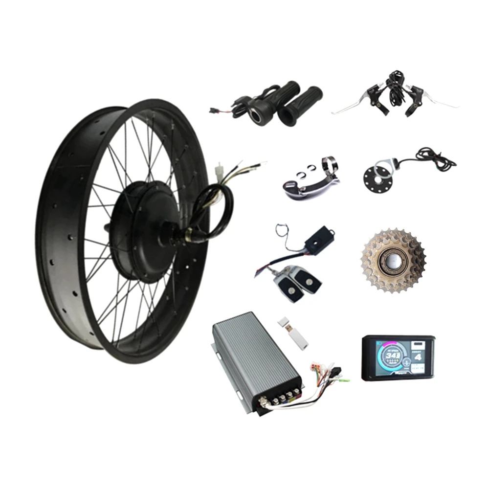 

US Stock NBpower 170mm/190mm dropout 72v 3000W Fat Bike Kit with alarm&lock Rear Wheel Motor Electric Fat Bicycle Conversion Kit