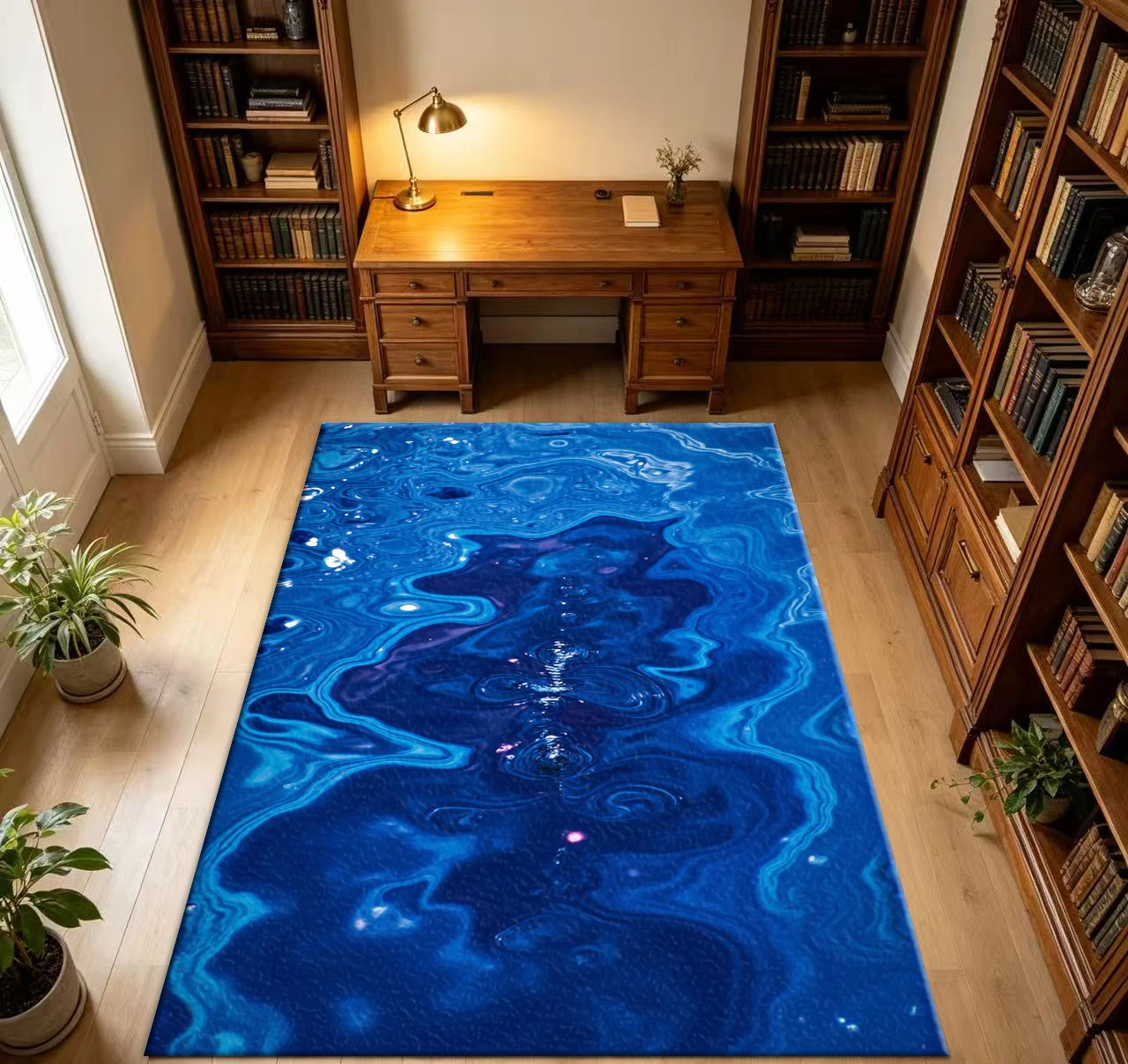 Blue Marble Liquid Art Pattern Carpet Floor Home Living Room Decorative Carpet