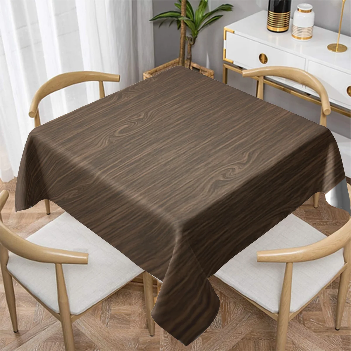 One fashionable wood-grain pattern polyester tablecloth, rectangular with colorful printed design, table mat.zyc