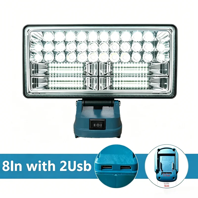90W LED-Arbeitsleuchte für Makita 18V Akku, kabellose tragbare Arbeitslampe, verstellbarer Flutlichtstrahl für Werkstatt, Garage, Baustelle, Außenbereich – Detail 3