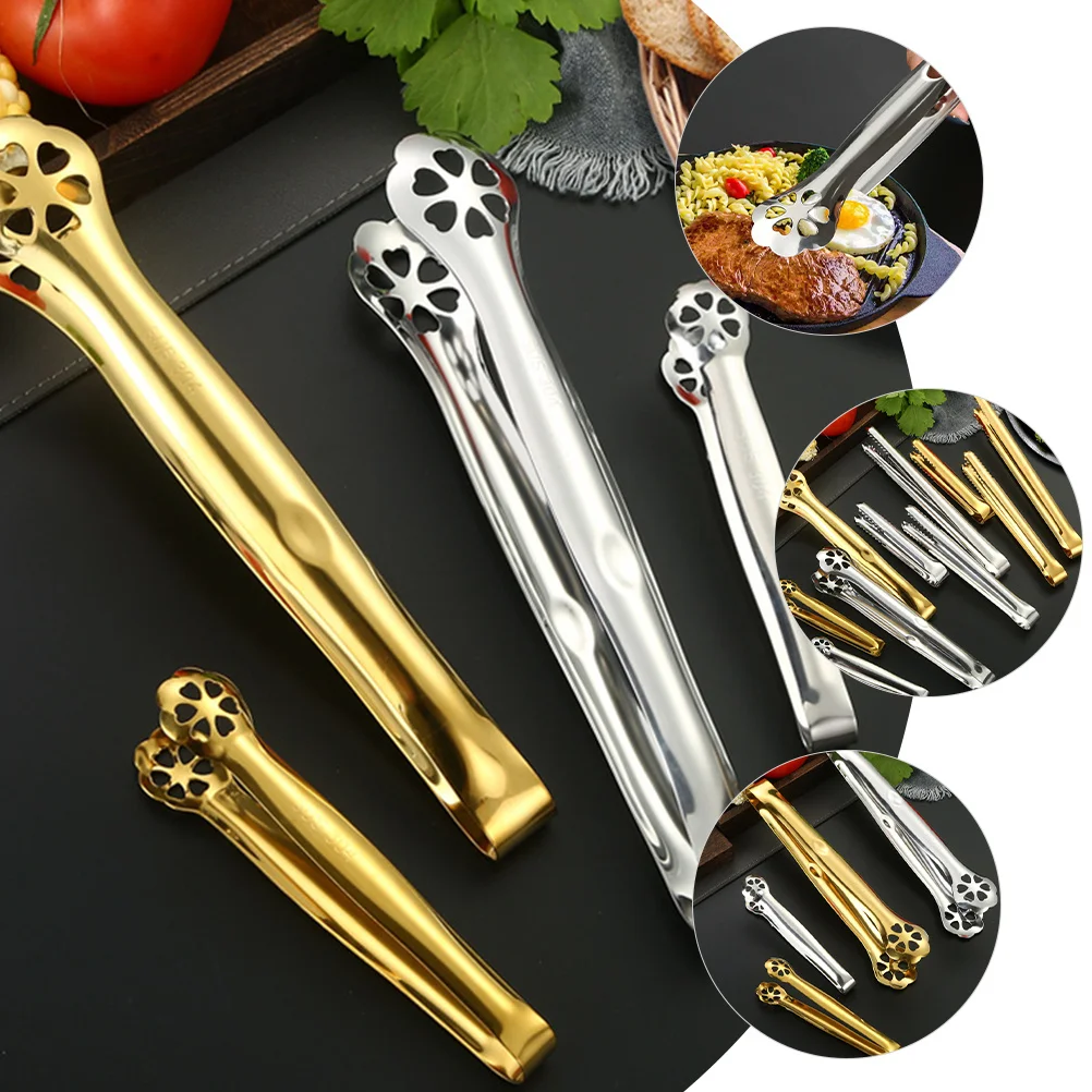 

2Pcs 304 Stainless Steel Kitchen Tongs Creative Design Rust Scratch Resistant for Cooking Grilling Salad Buffet