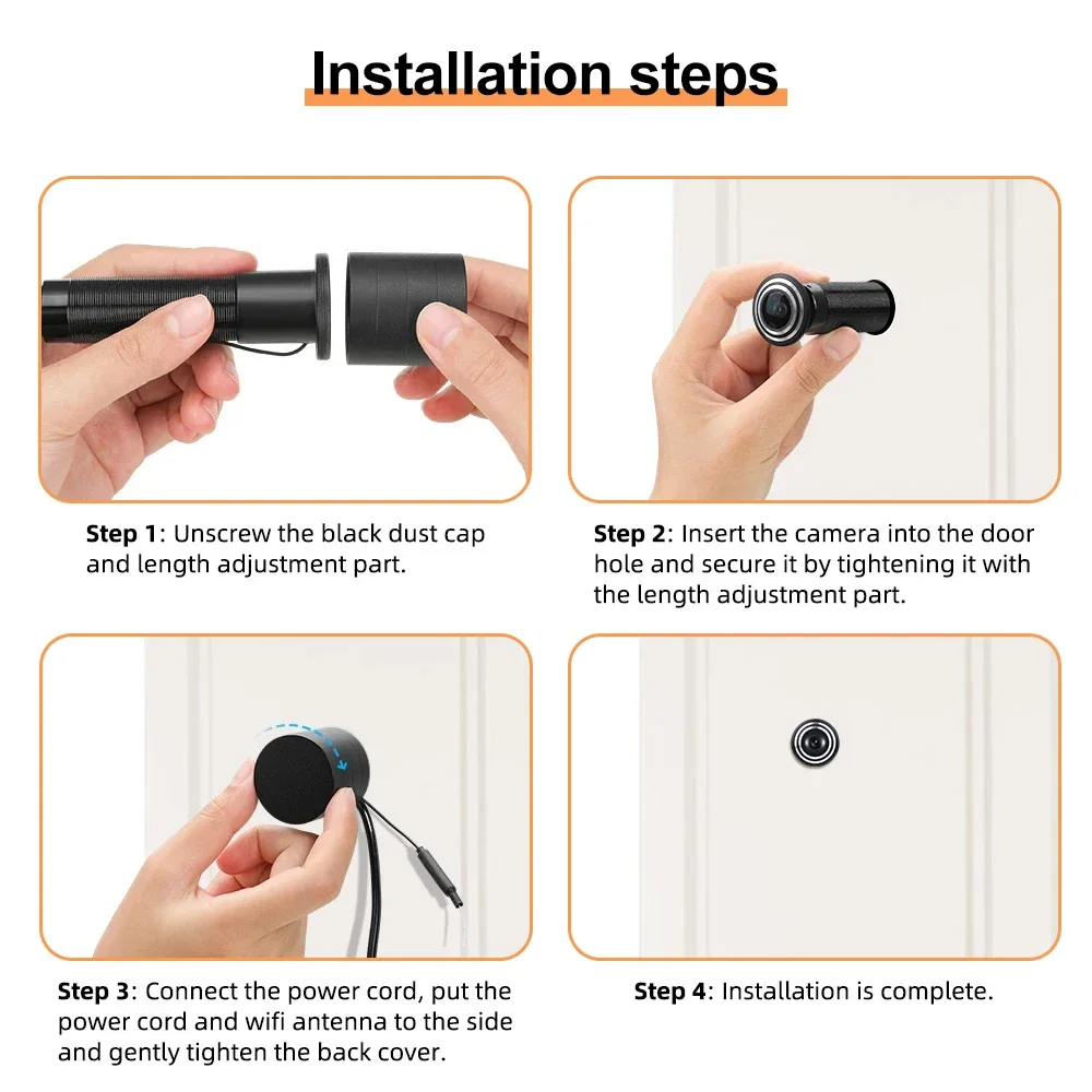 2MP 1080P Mini Wifi Door Eye Camera Hole Wide Angle FishEye Lens 150° Peephole CCTV Network Home Security Tuya Smart Life