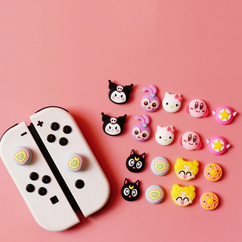 Sanrios Gaming Controller Accessory Hellokittys Kuromi Joystick Cover Thumb Stick Grip for Sony Playstation Switch Ns Ps5 4