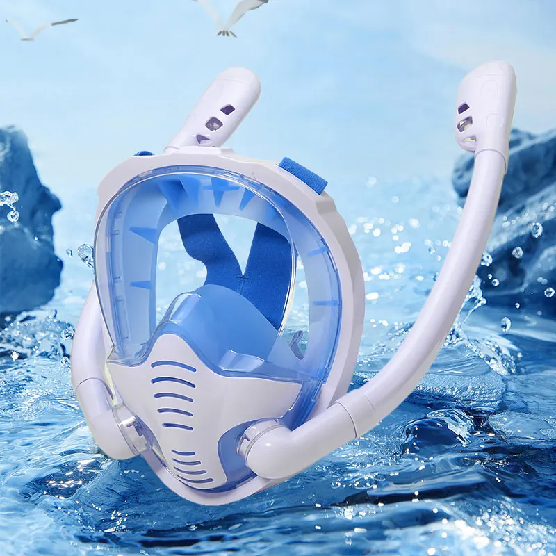 Anti-fog professional double-tube snorkeling full face mask careta de buceo