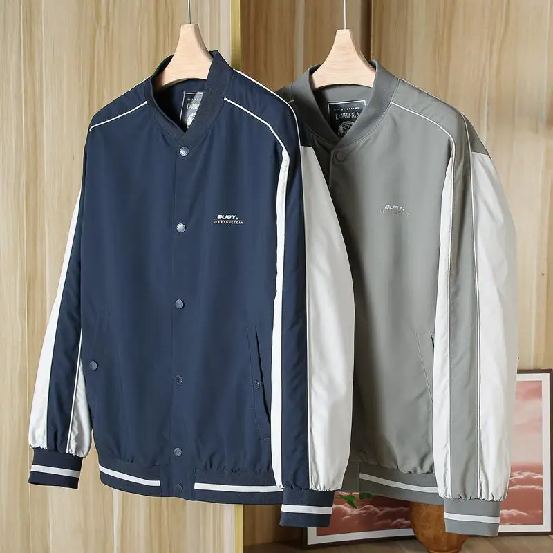 

Color Blo Baseball Collar Jaet Men's Lightweight Comfortable Faionable Spring Autumn Seasonal Spor Outerwear