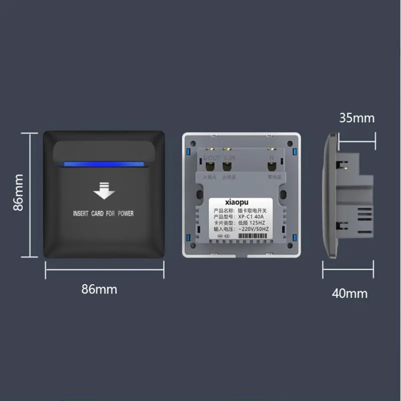 1pcs Hotel Energy Saving Switch IC Card High Frequency 13.56M 15S Time Delay 80V-240V 8800W 40A Support 110V/127V/220V