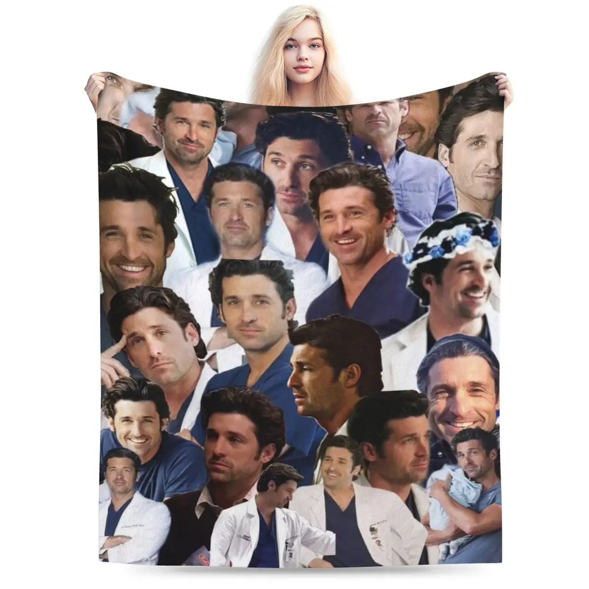 Patrick Dempsey Photo Collage An Ultra-Soft Micro Fleece Blanket